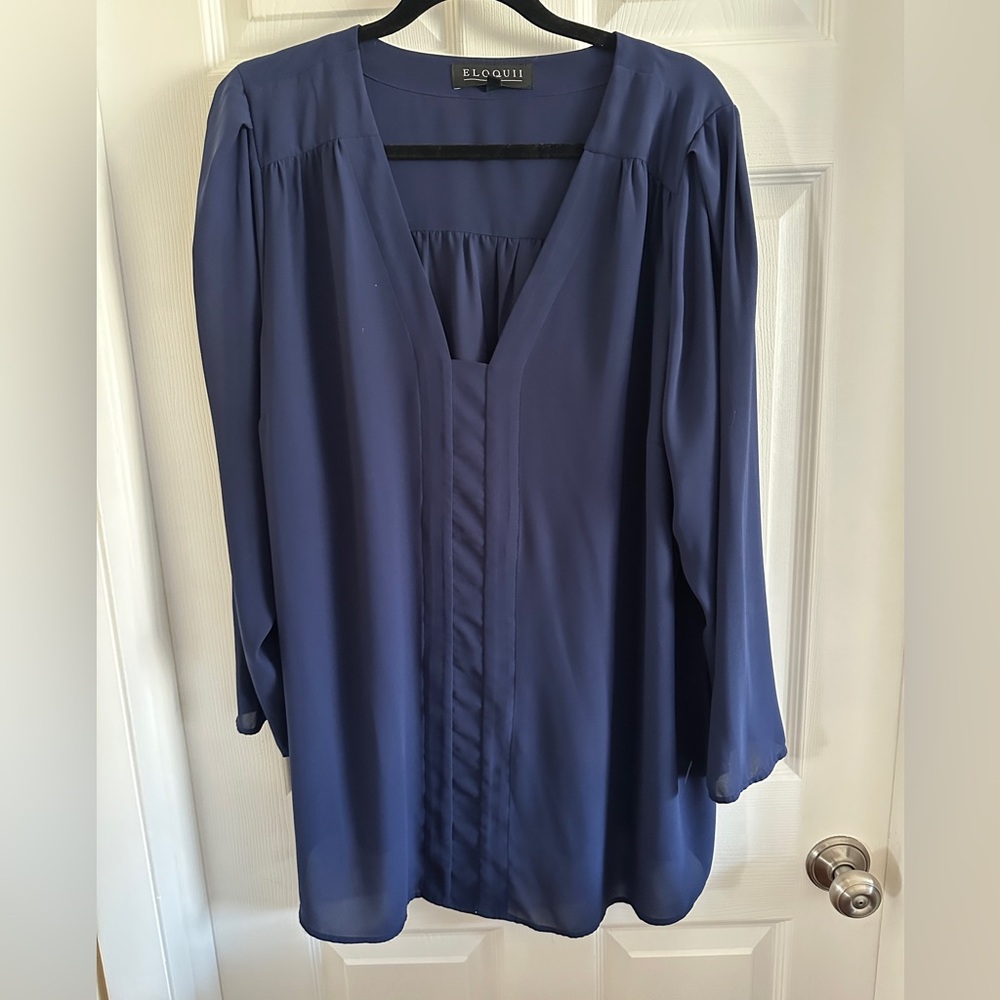 Eloquii Navy Women's Chiffon Blouse (Size 22)
